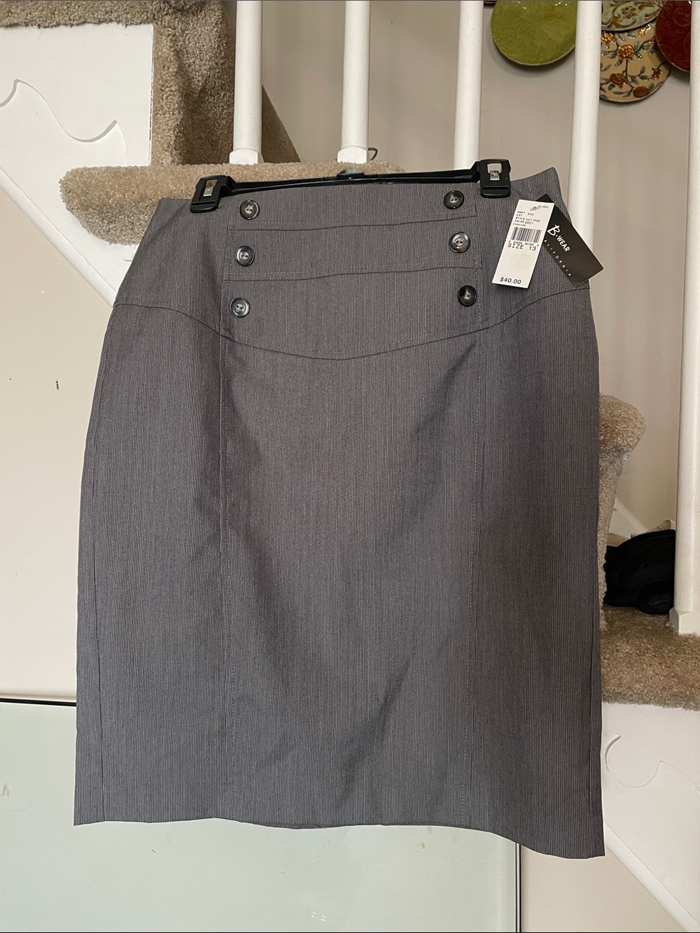 Byer California Gray Button-Detail Pencil Skirt